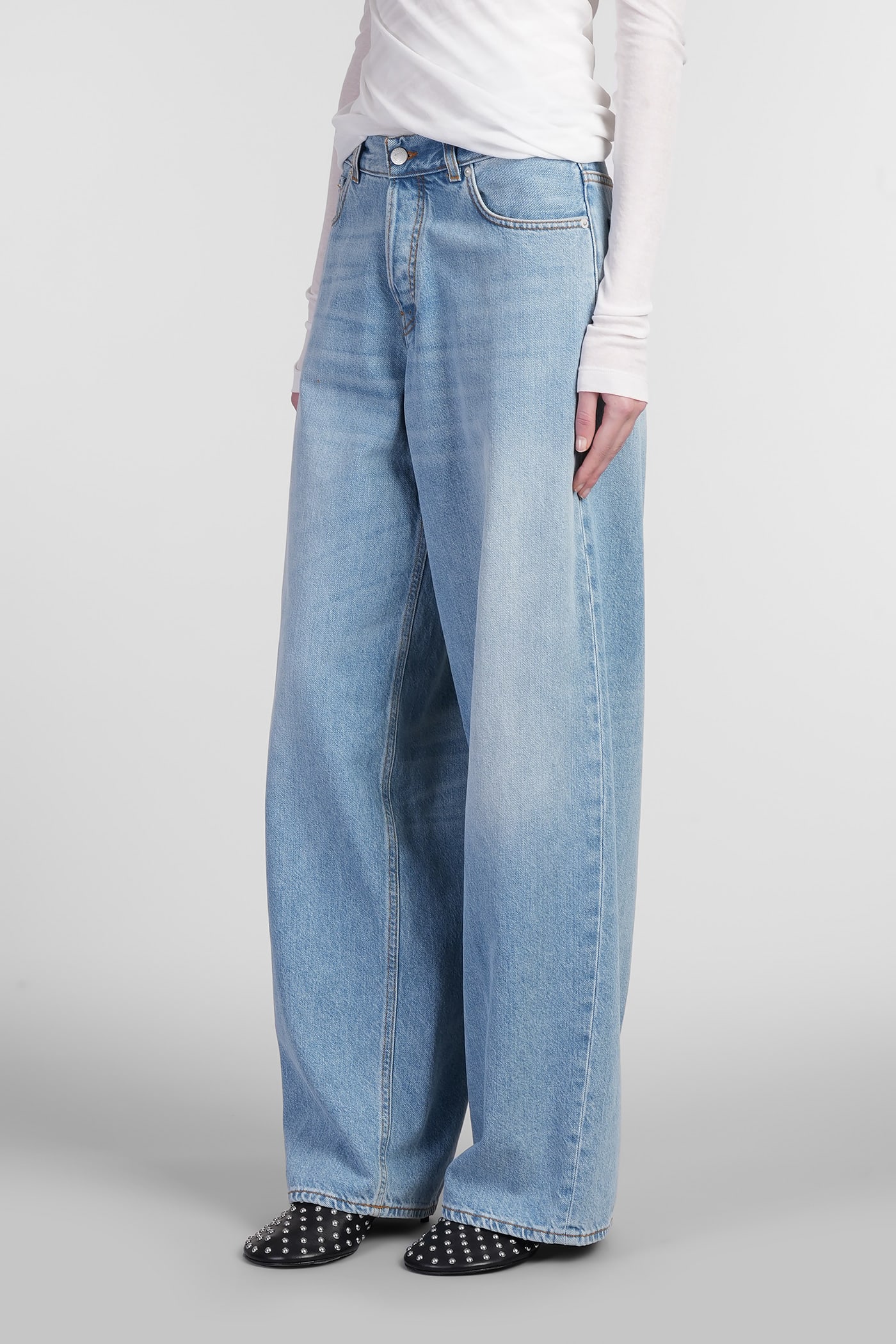 Haikure Womens Lagoon Wash Peace Lagoon Wide-leg Denim Jeans In Blue