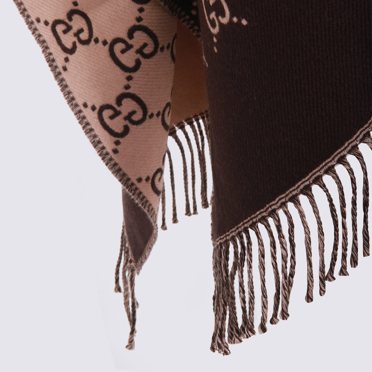 Gucci Brown And Pink Wool Cape In Multi