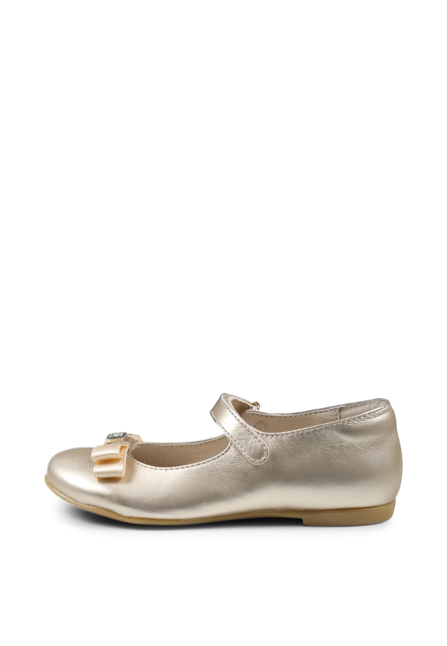 TOMMY HILFIGER GOLD BALLERINAS FOR GIRL WITH BOW