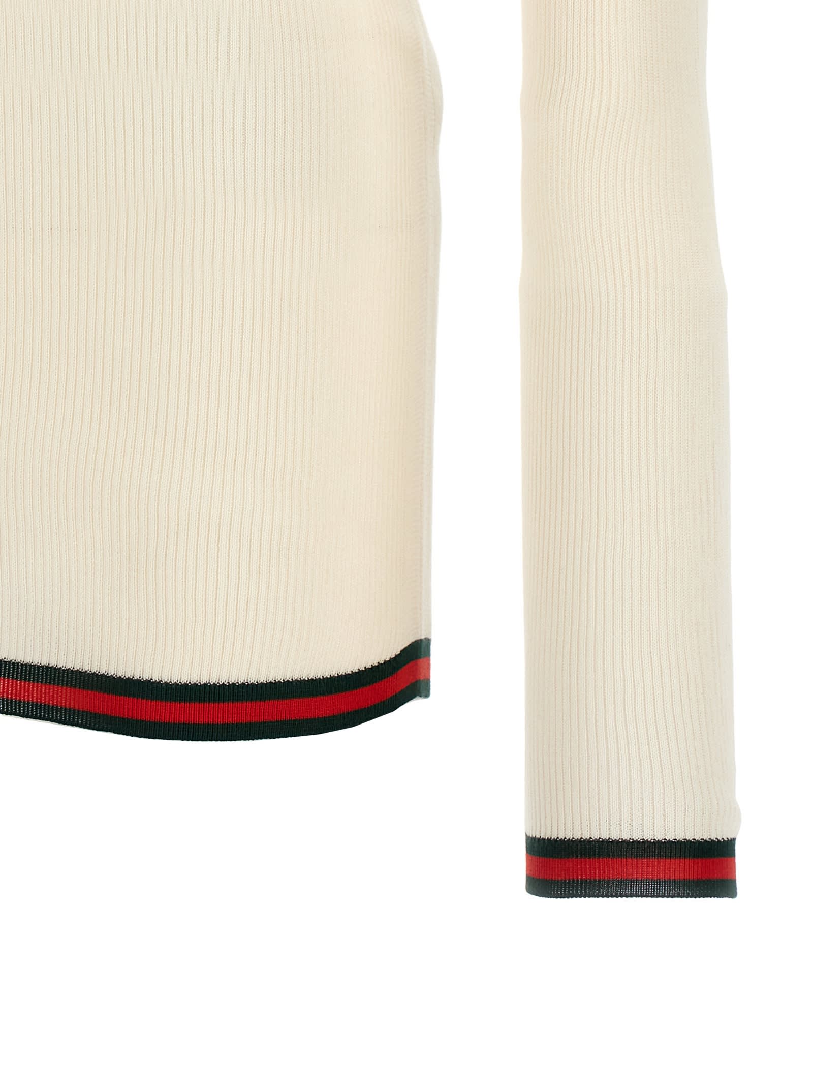 Shop Gucci Web Tape Jersey In White