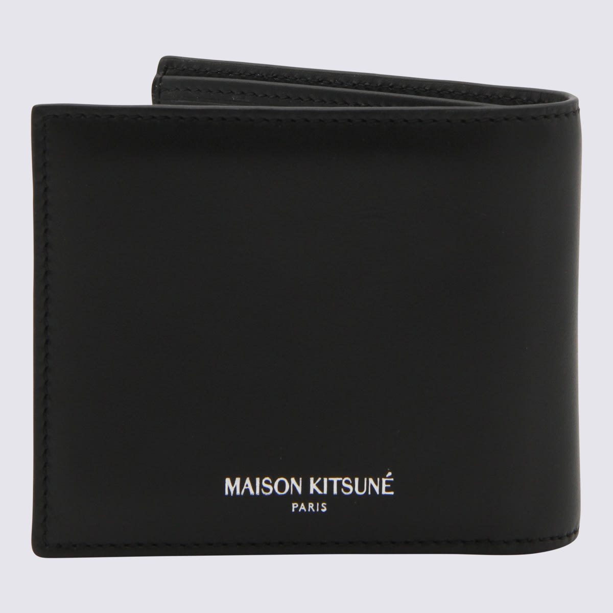 Shop Maison Kitsuné Black Leather Wallet