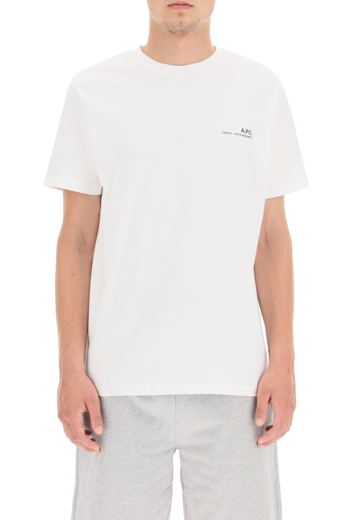 Shop Apc Item 001 Logo Print T-shirt In Bianco