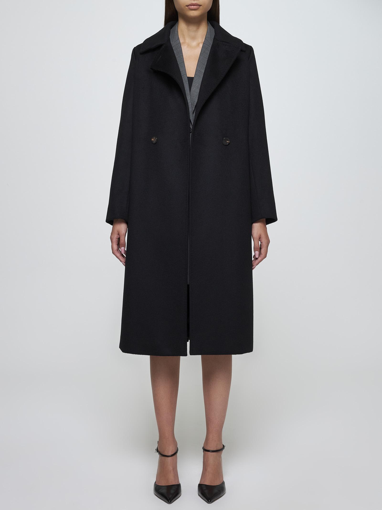 Shop Max Mara Bcollag Belted Wool Coat In Nero