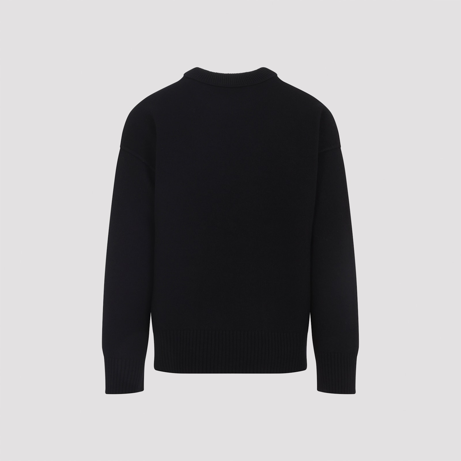 Ami Alexandre Mattiussi Ami Felted Wool Sweater With Heart And Logo Detail In Black