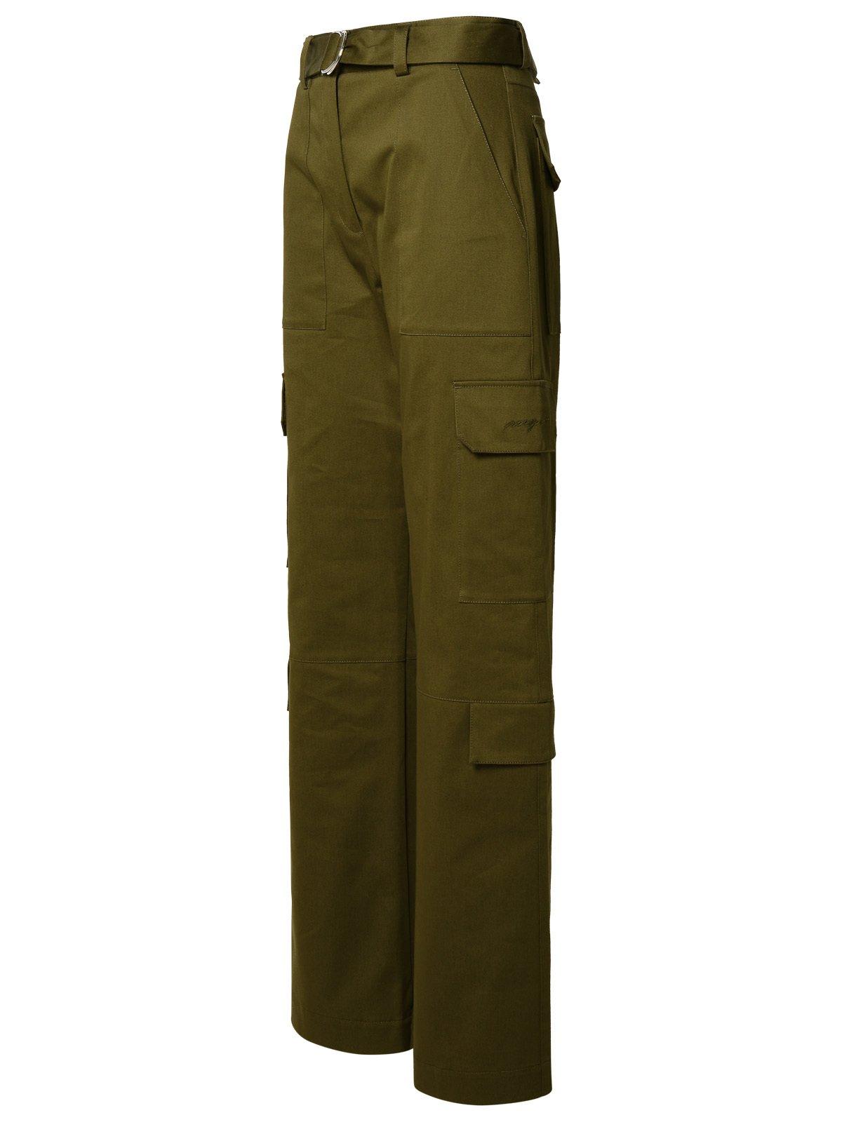 Shop Msgm Straight-leg Belted Cargo Trousers In Green