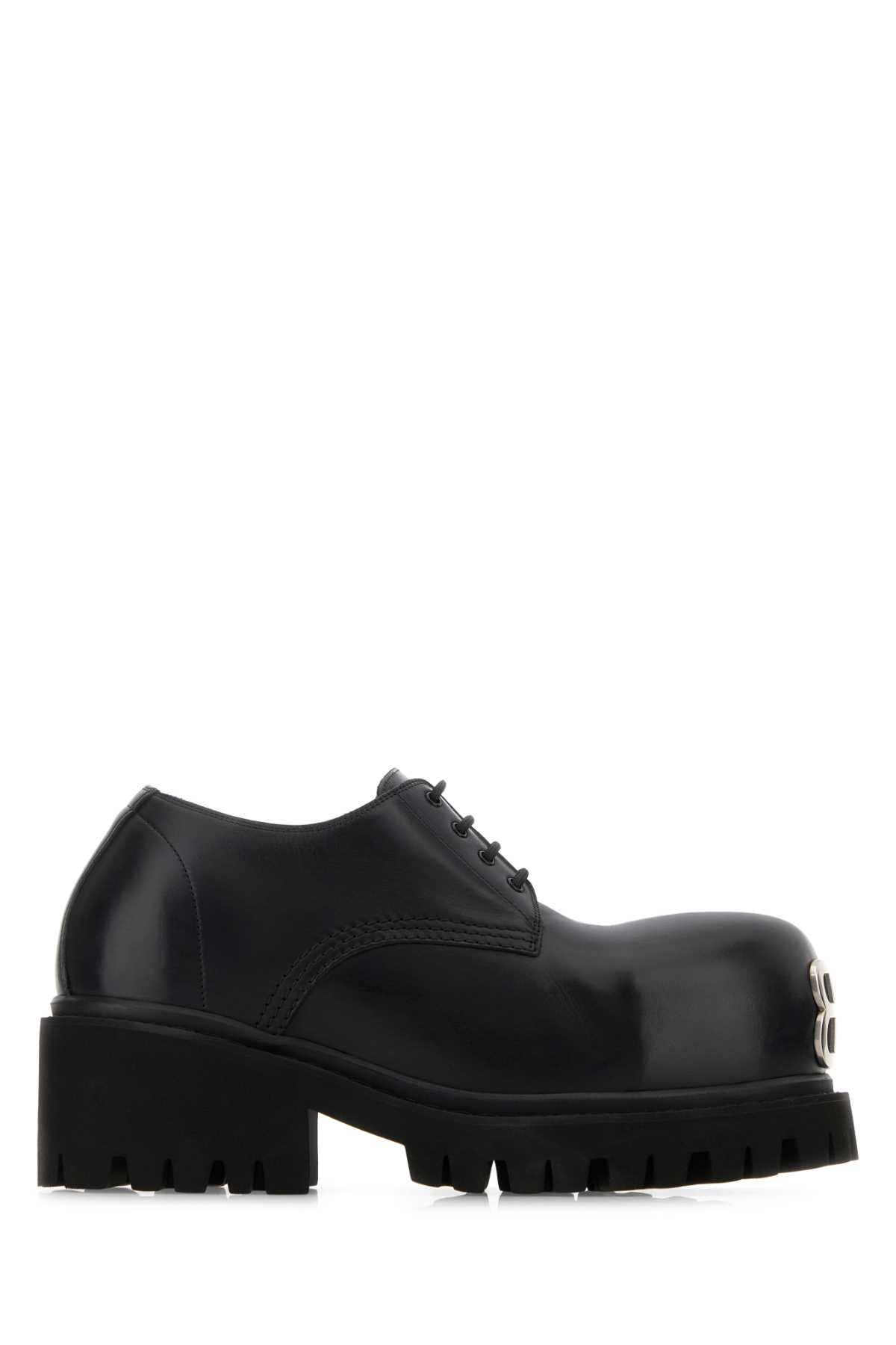 Black Leather Stomper Lace-up Shoes