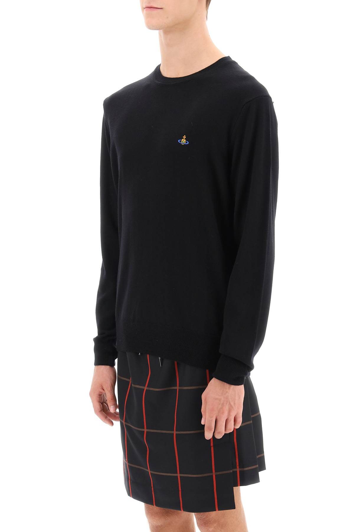 Shop Vivienne Westwood Orb-embroidered Crew-neck Sweater In Black (black)
