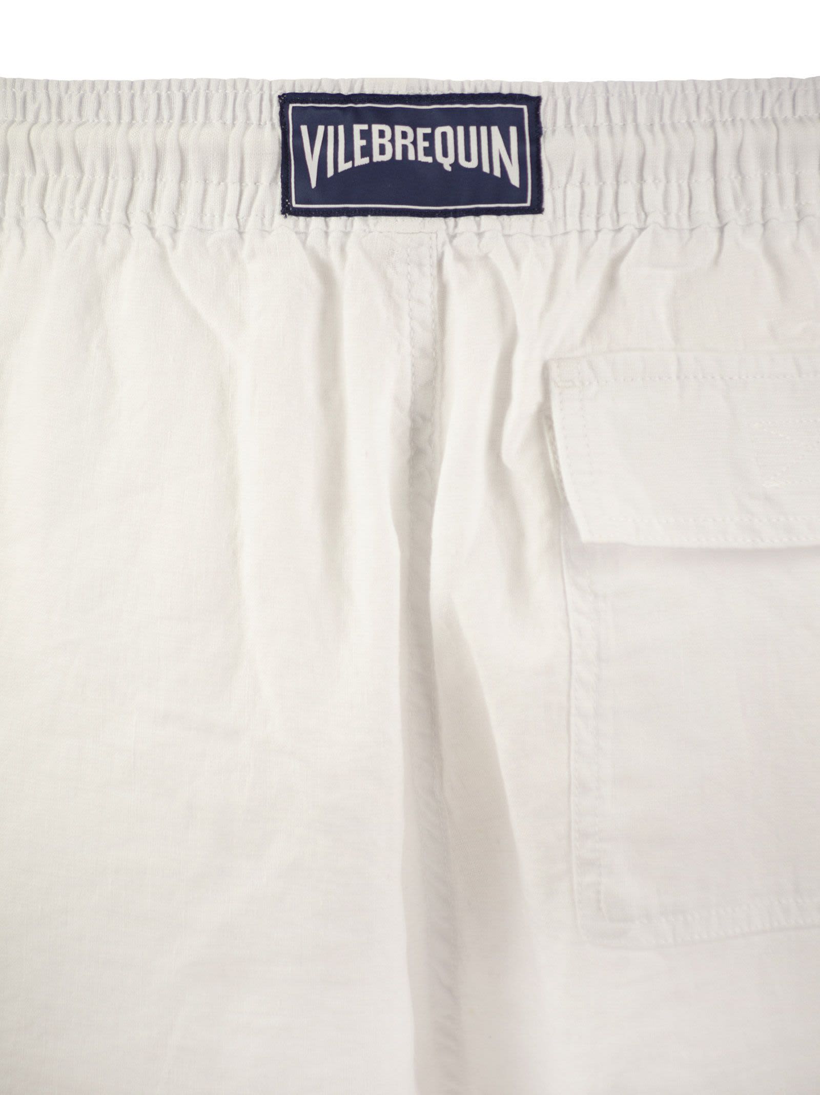 Shop Vilebrequin Linen Cargo Bermuda Shorts In White