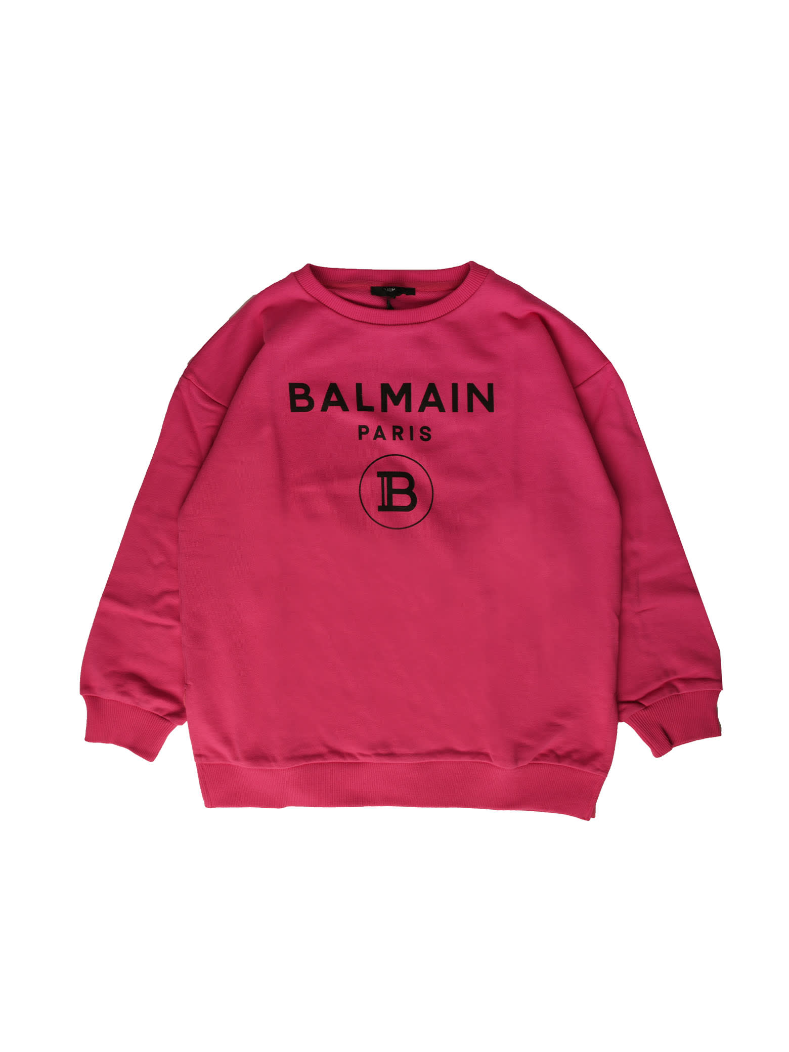 Balmain Fuchsia Sweatshirt With Black Logo