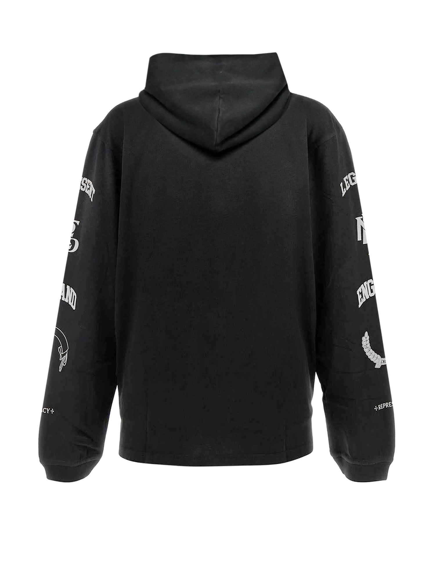 Represent Cotton Hooded Sweatshirt With Distressed Effect In Black