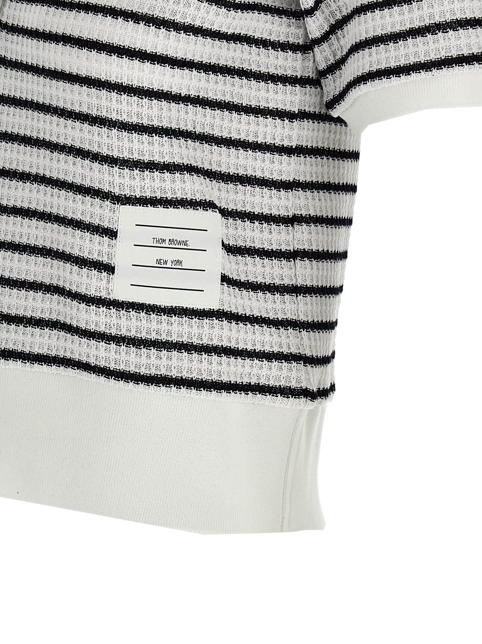 Thom Browne Striped Textured-knit Polo Shirt In Multicolor