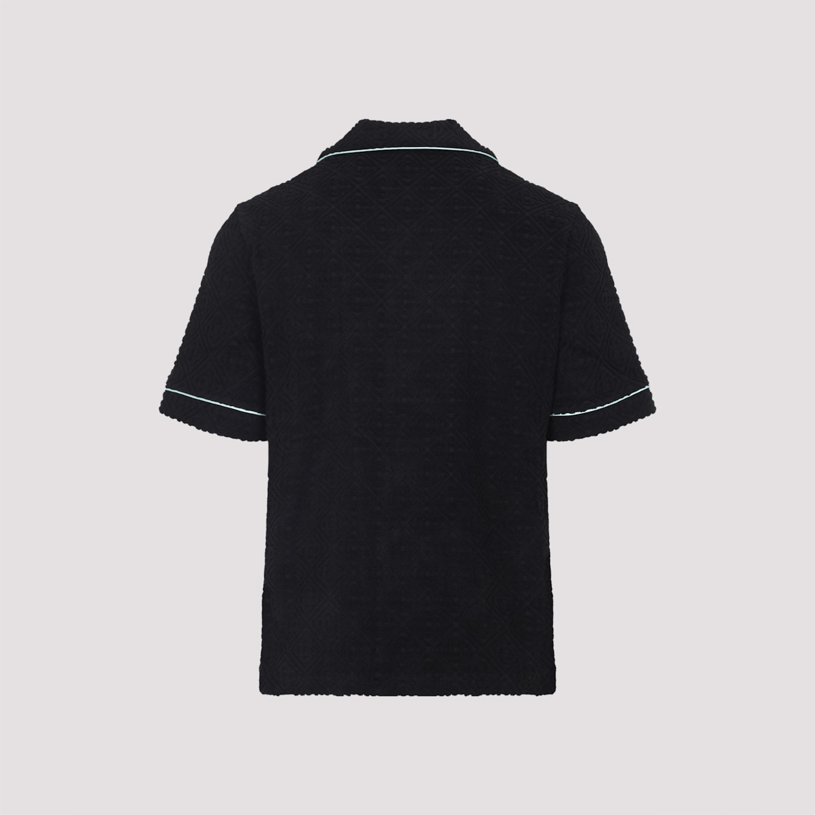 Casablanca Black Shirt With Classic Lapels And All-over Embossed Monogram In Black