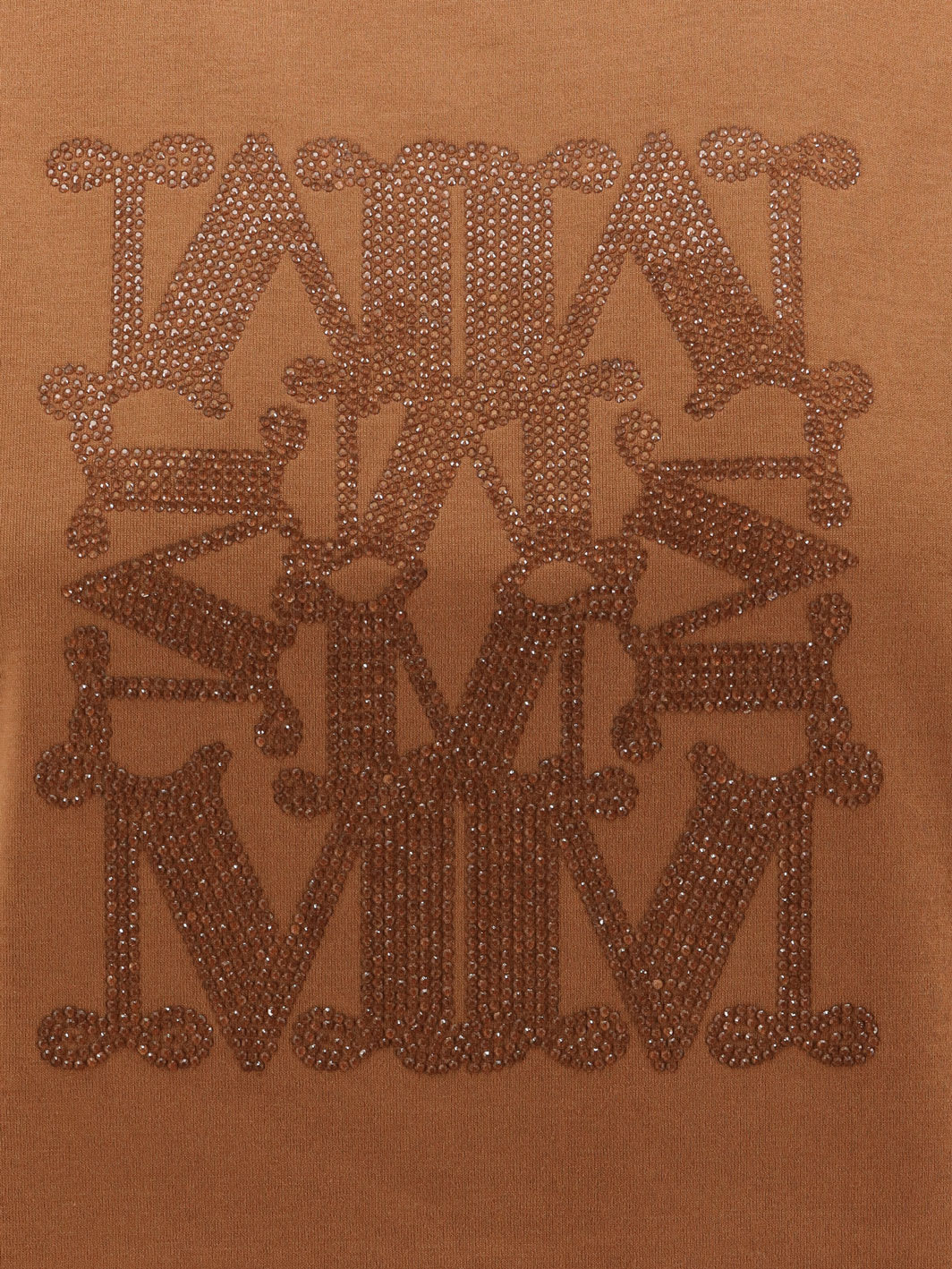 Max Mara Crystal Embellished Crew Neck Top In Brown