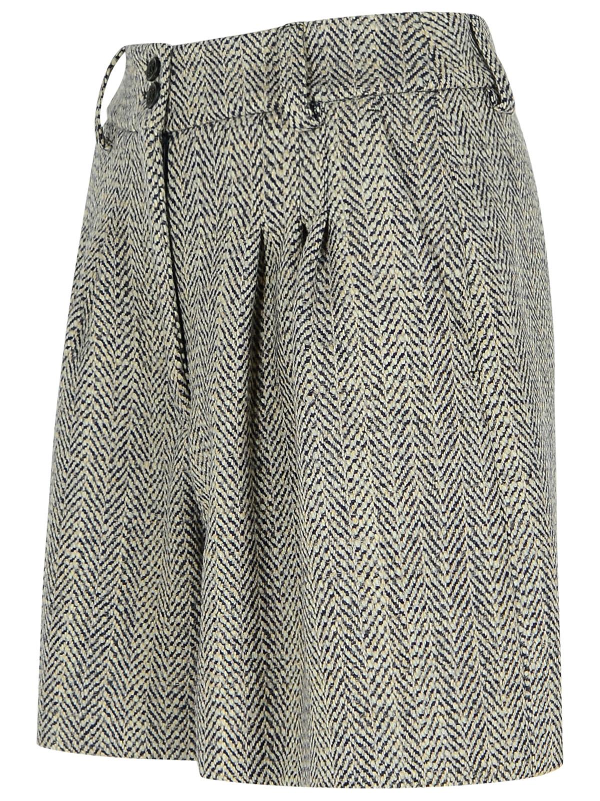 Shop Golden Goose Grey Wool Blend Shorts In Midnight/ecru