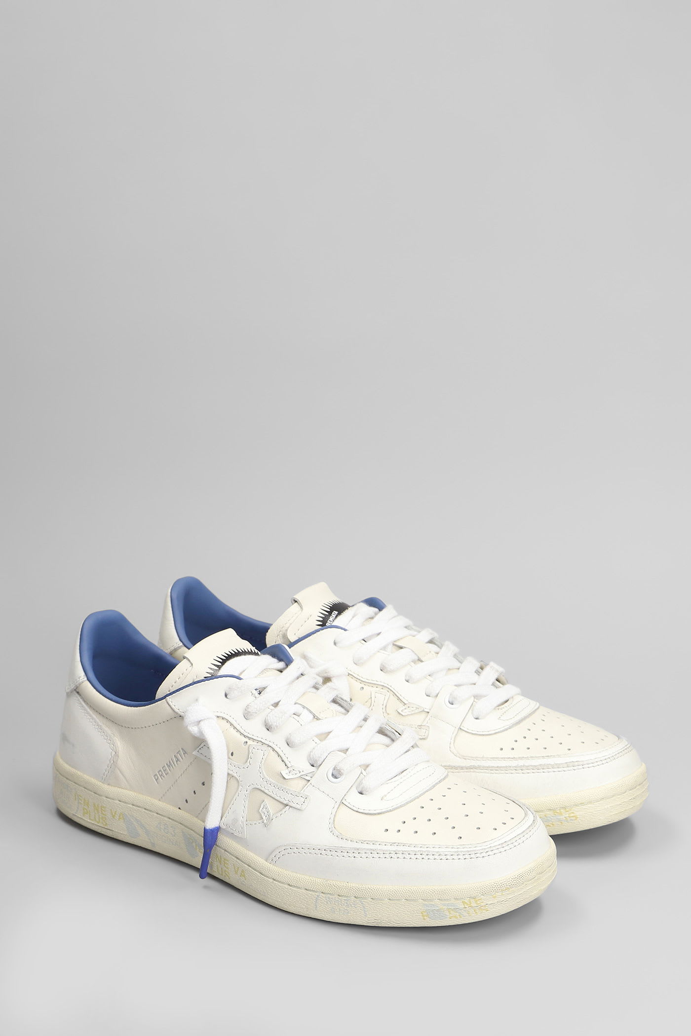 Premiata Bskt Clay Sneakers In Beige Leather In White