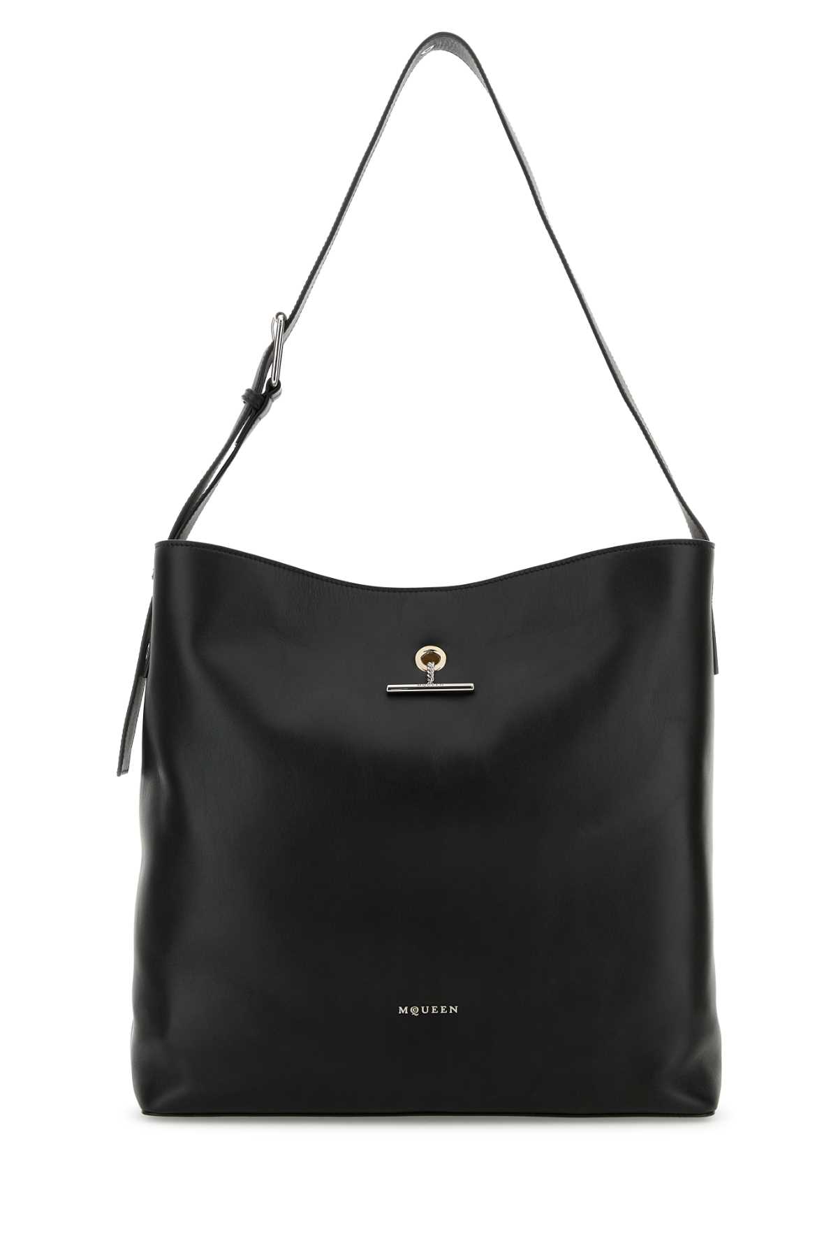 Black Leather Pendant Shopping Bag