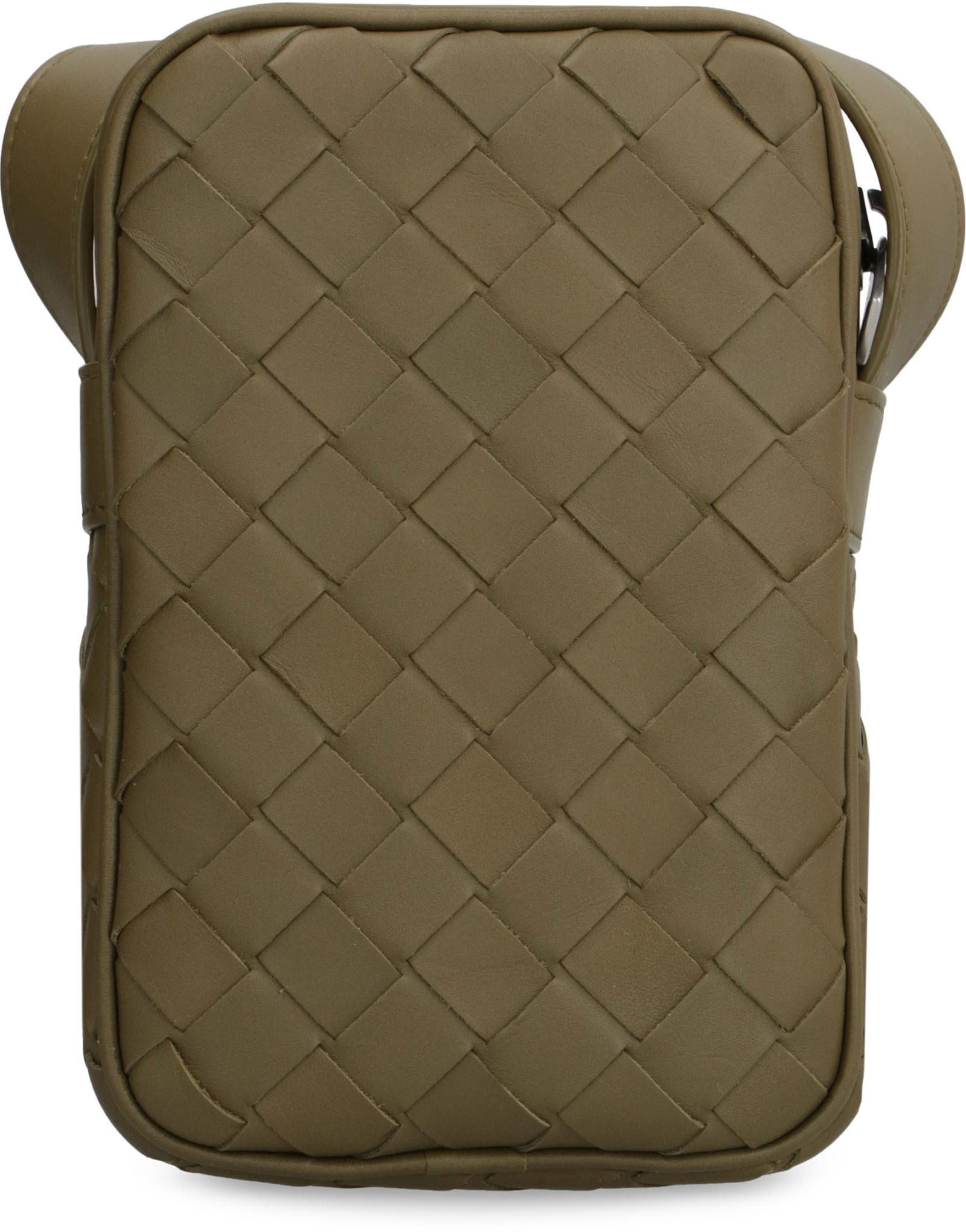 Shop Bottega Veneta Leather Smartphone Case/shoulder Bad In Khaki