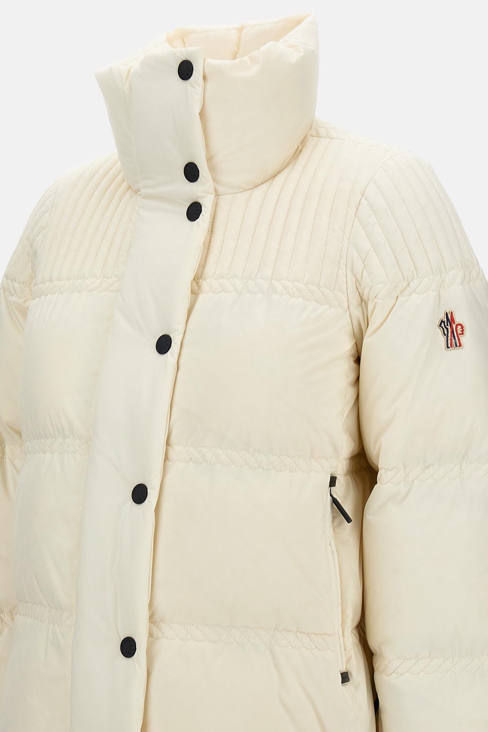 Moncler Anglin Padded Jacket With Logo-patch In Neutral