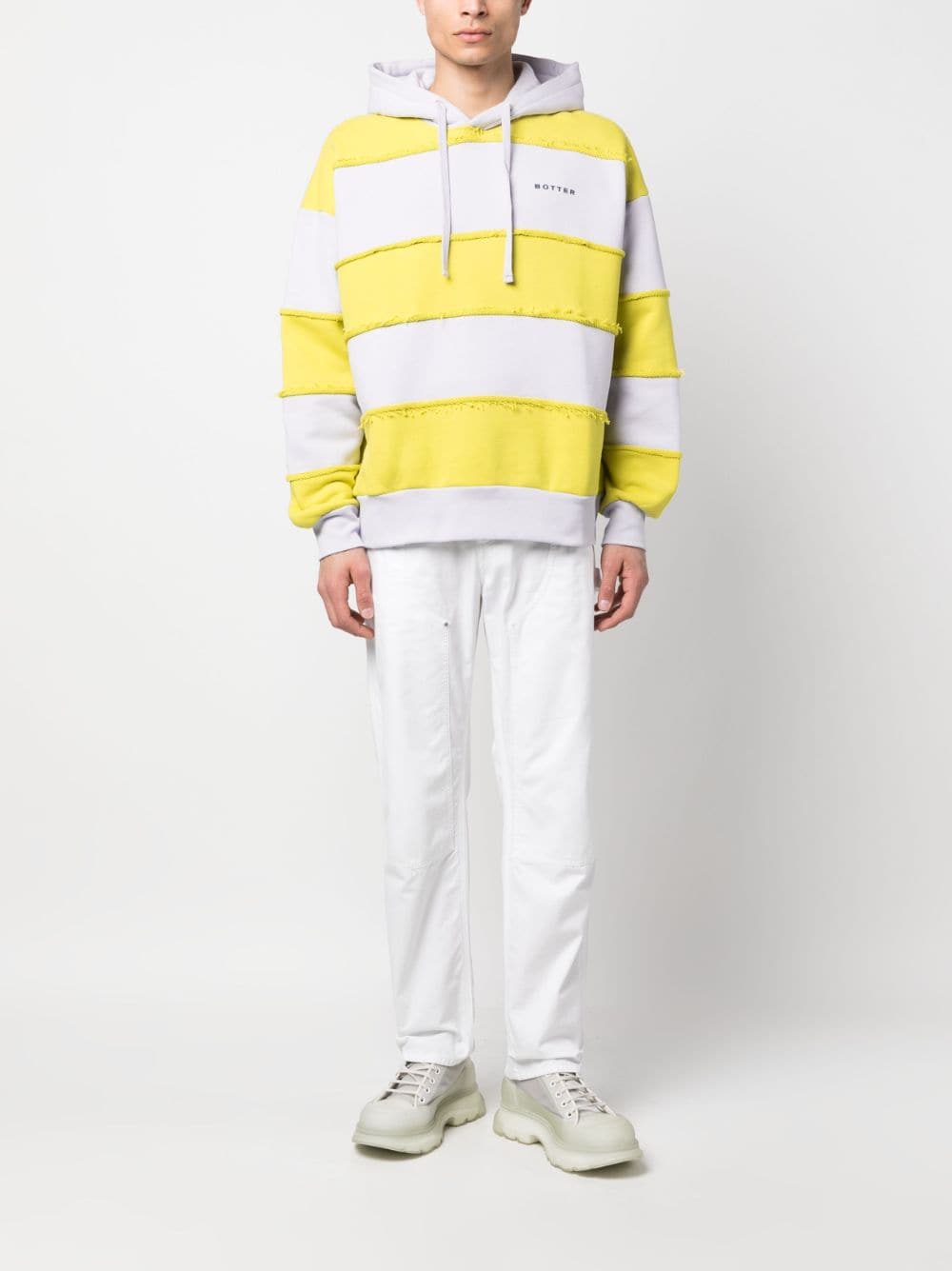 Botter Drawstring Striped Cotton Hoodie In Multi