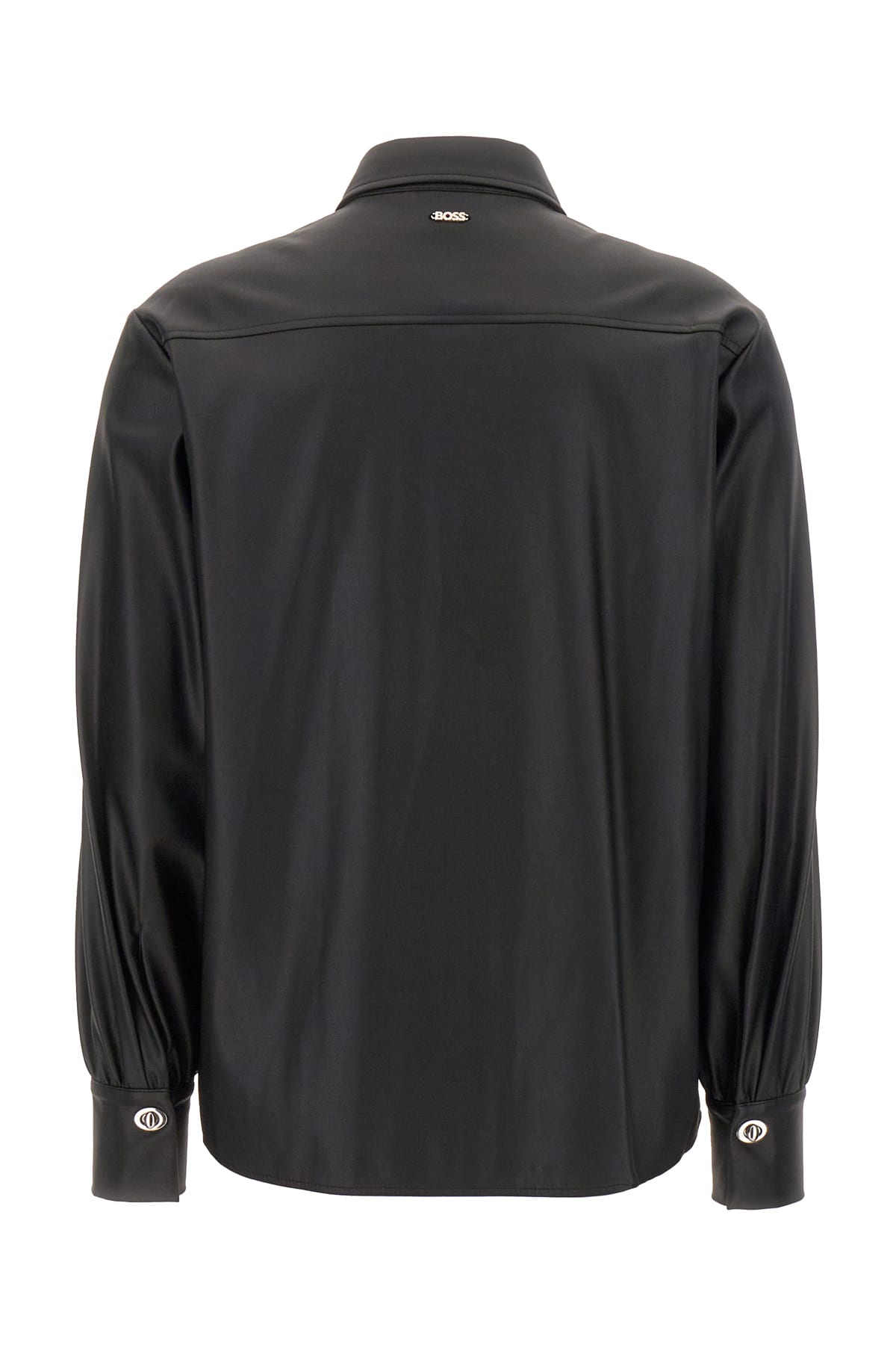 Shop Hugo Boss Black Synthetic Leather Shirt In 001