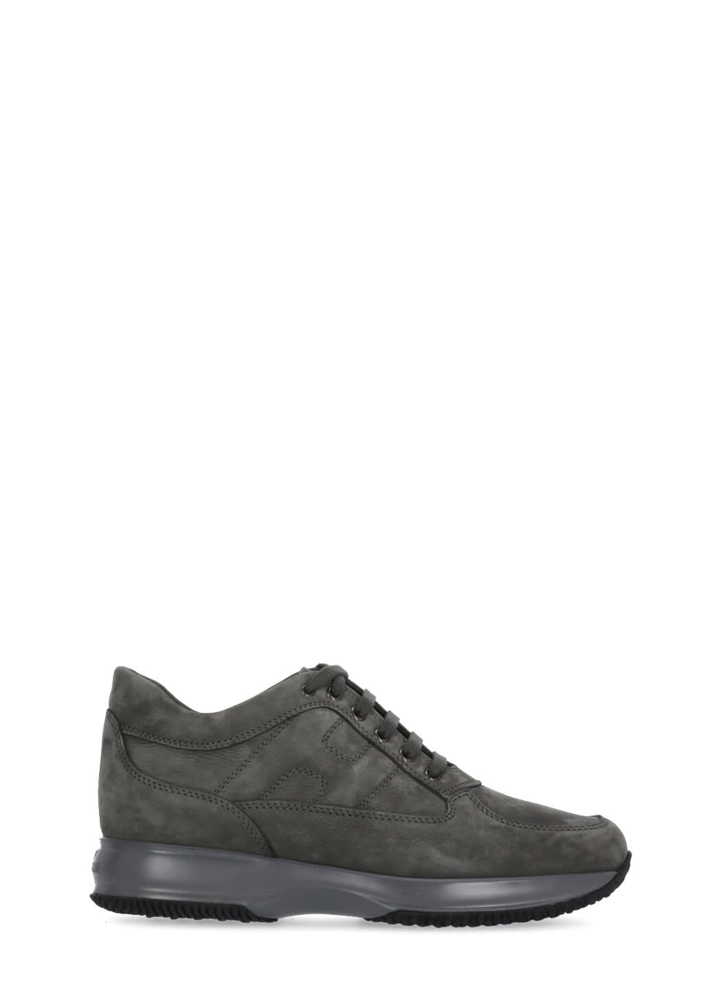 Hogan Interactive Grey Suede Sneakers In Green