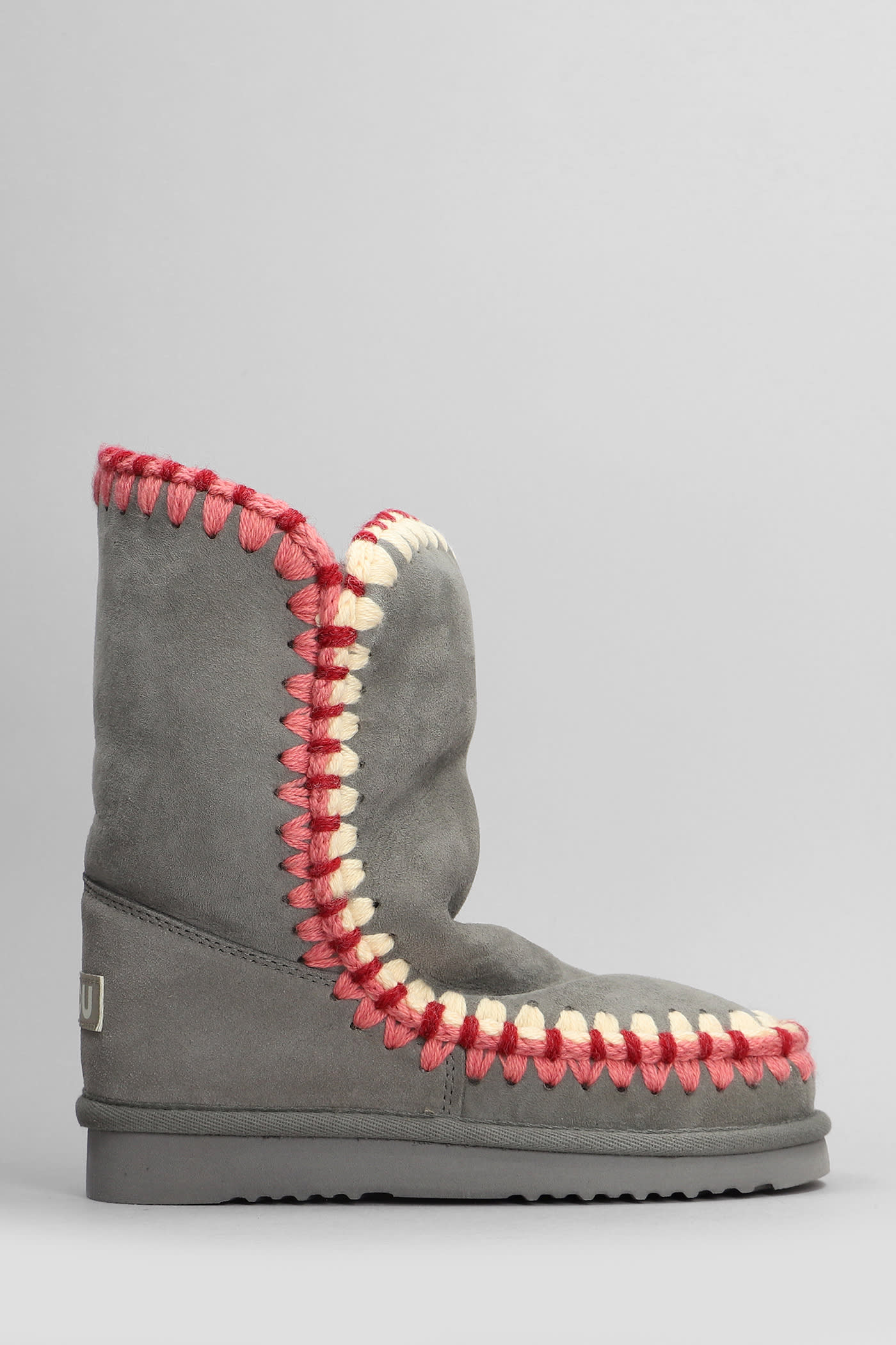 Eskimo Low Heels Ankle Boots In Grey Suede