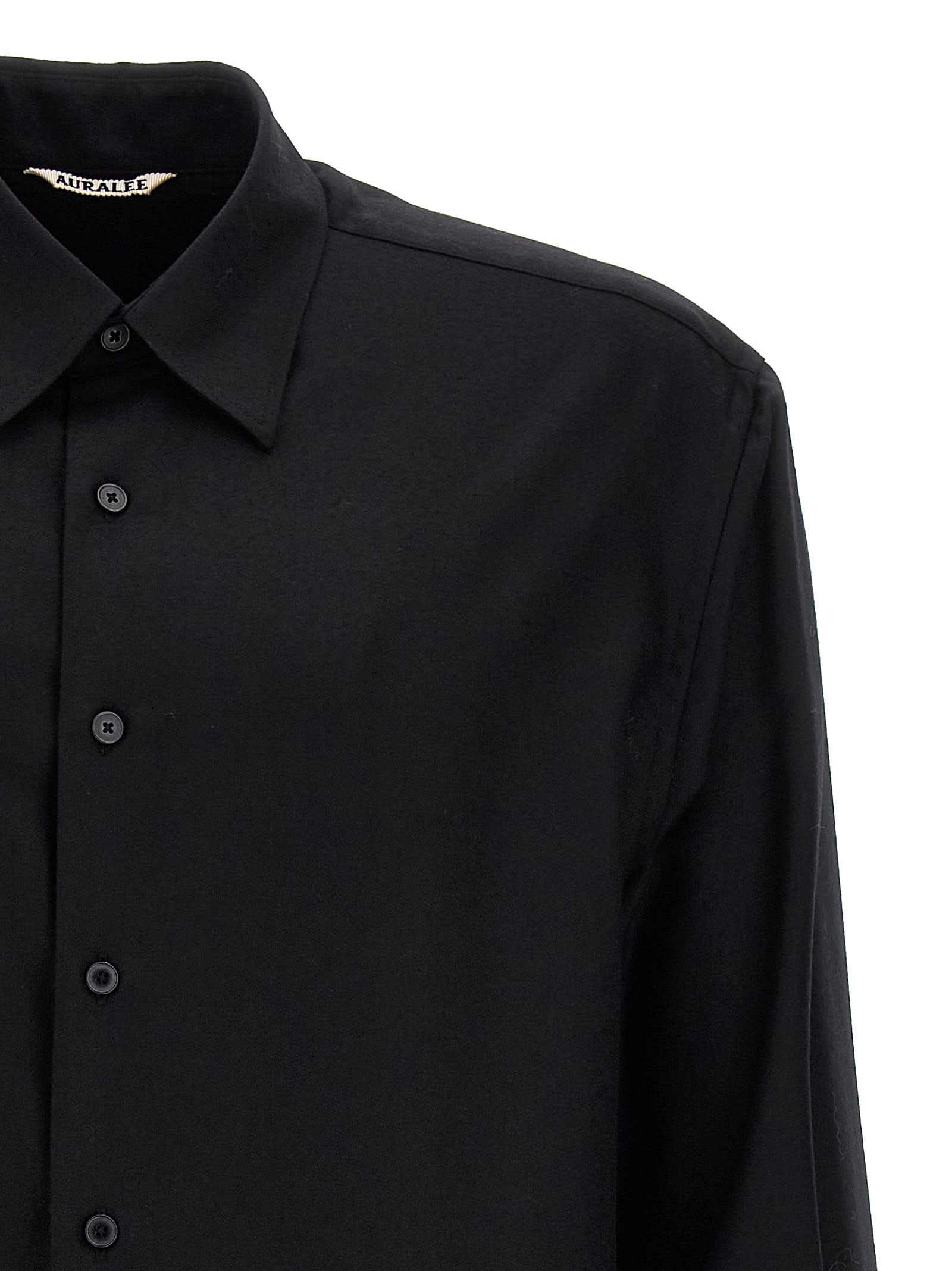 Shop Auralee Wool Shirt In Black