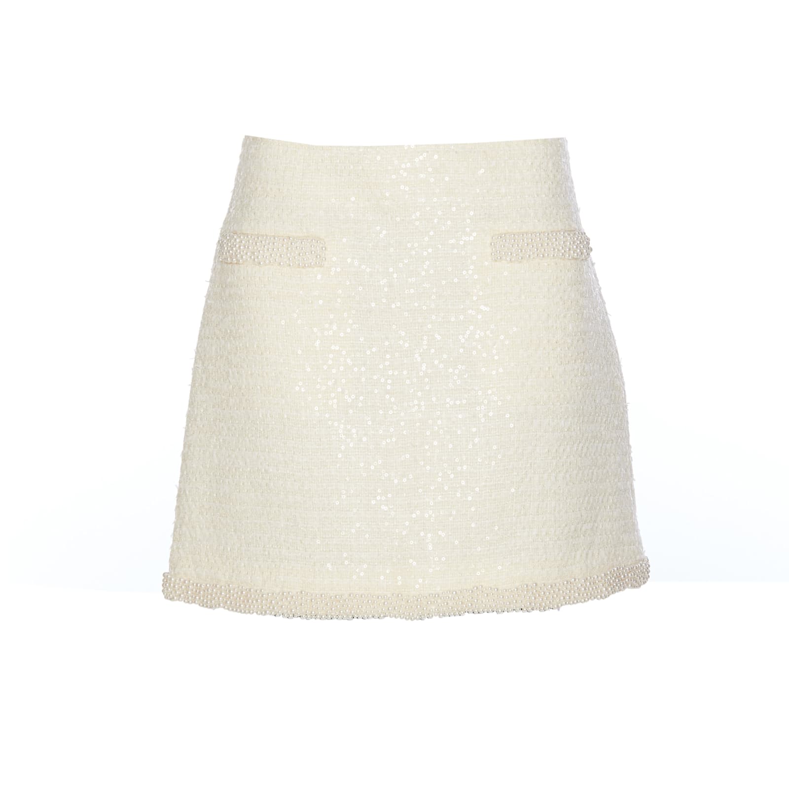 SELF-PORTRAIT BOUCLE PEARL MINI SKIRT 