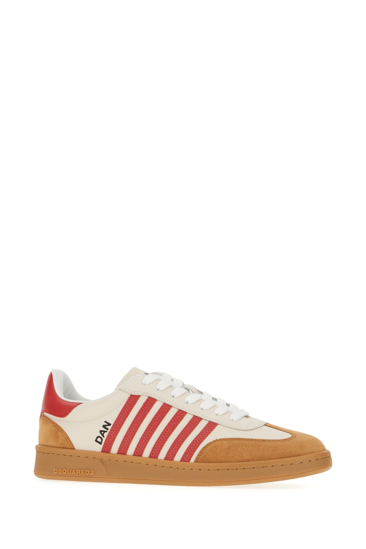 Shop Dsquared2 Multicolor Leather Boxer Sneakers In Beige Red