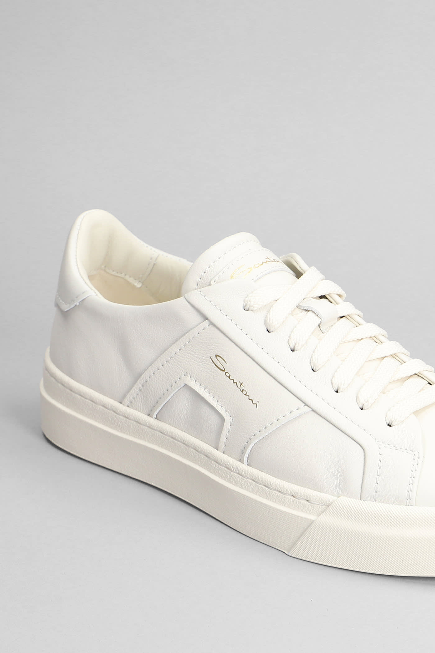 Shop Santoni Dbs2 Sneakers In White Leather