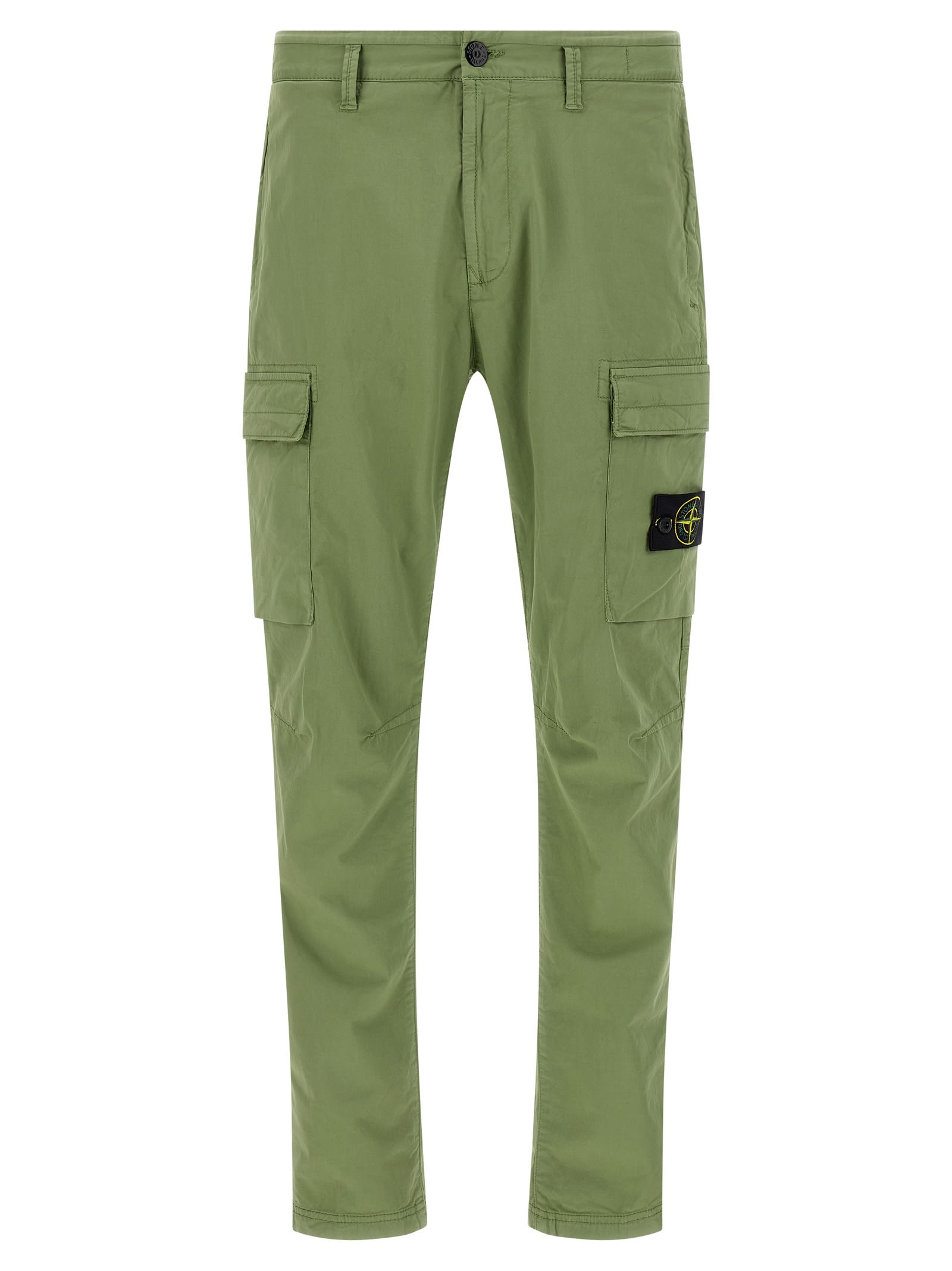 Stone Island Compass Patch Cargo Pants In Green