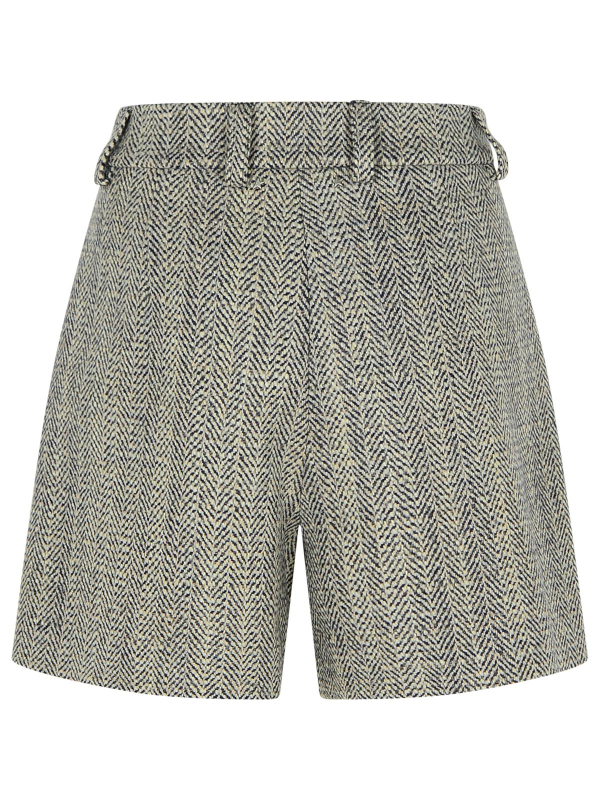 Shop Golden Goose Grey Wool Blend Shorts In Midnight/ecru