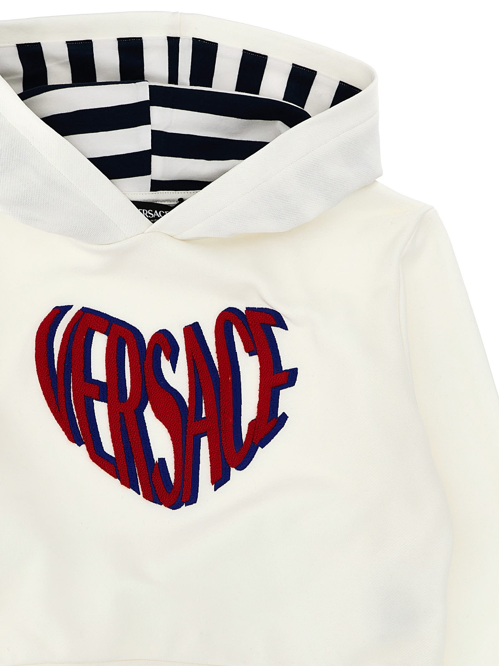Shop Versace Logo Embroidery Hoodie