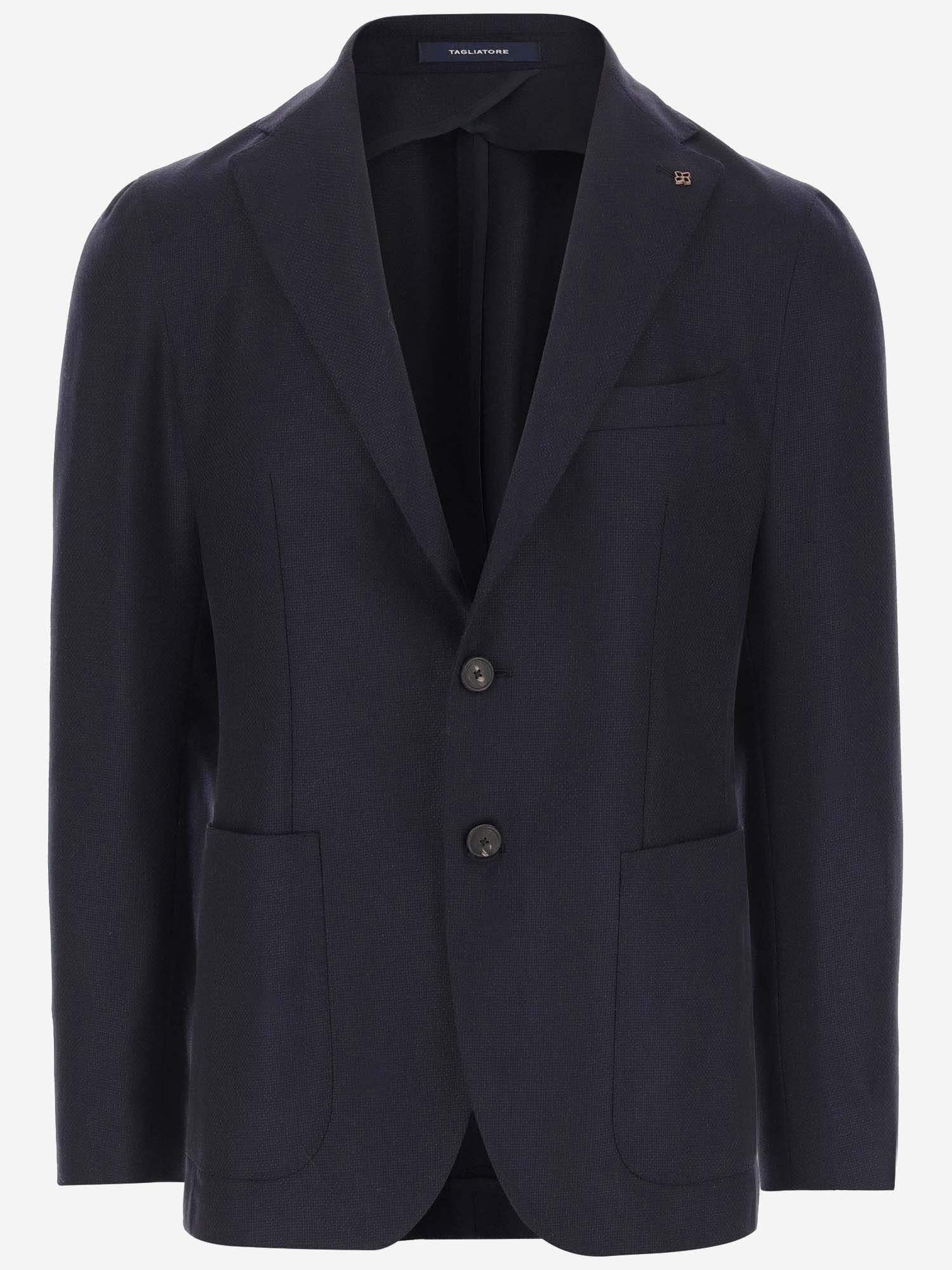 Shop Tagliatore Wool And Cashmere Single-breasted Jacket In Blue