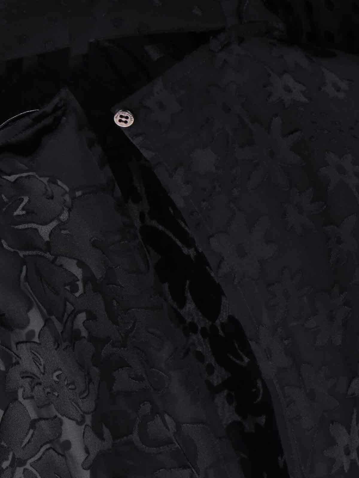 Marine Serre Sheer Black Midi Dress With Floral Patterns And Scarf Detail In Black
