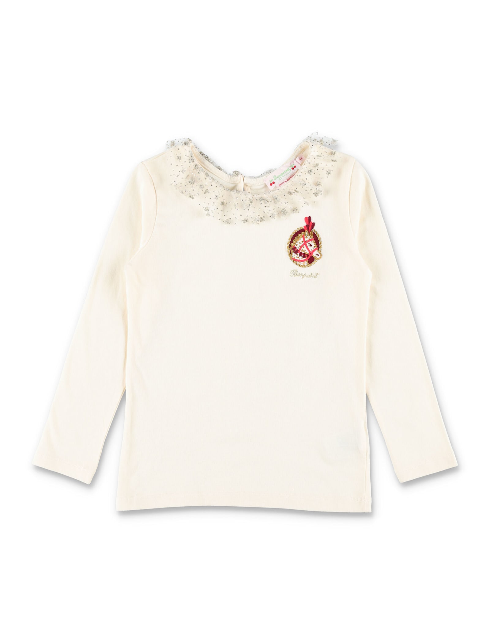 Bonpoint Tidjany Embellished Patch-appliqué Cotton T-shirt In Neutral