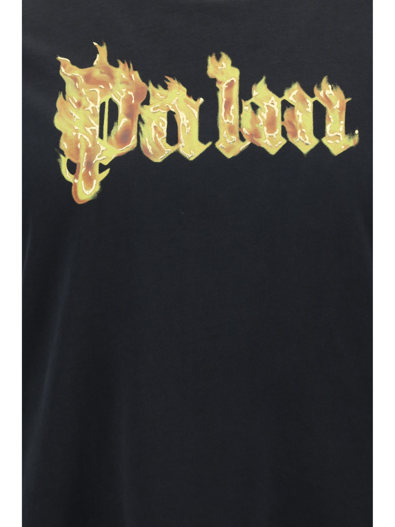 Shop Palm Angels T-shirt In Black Gold