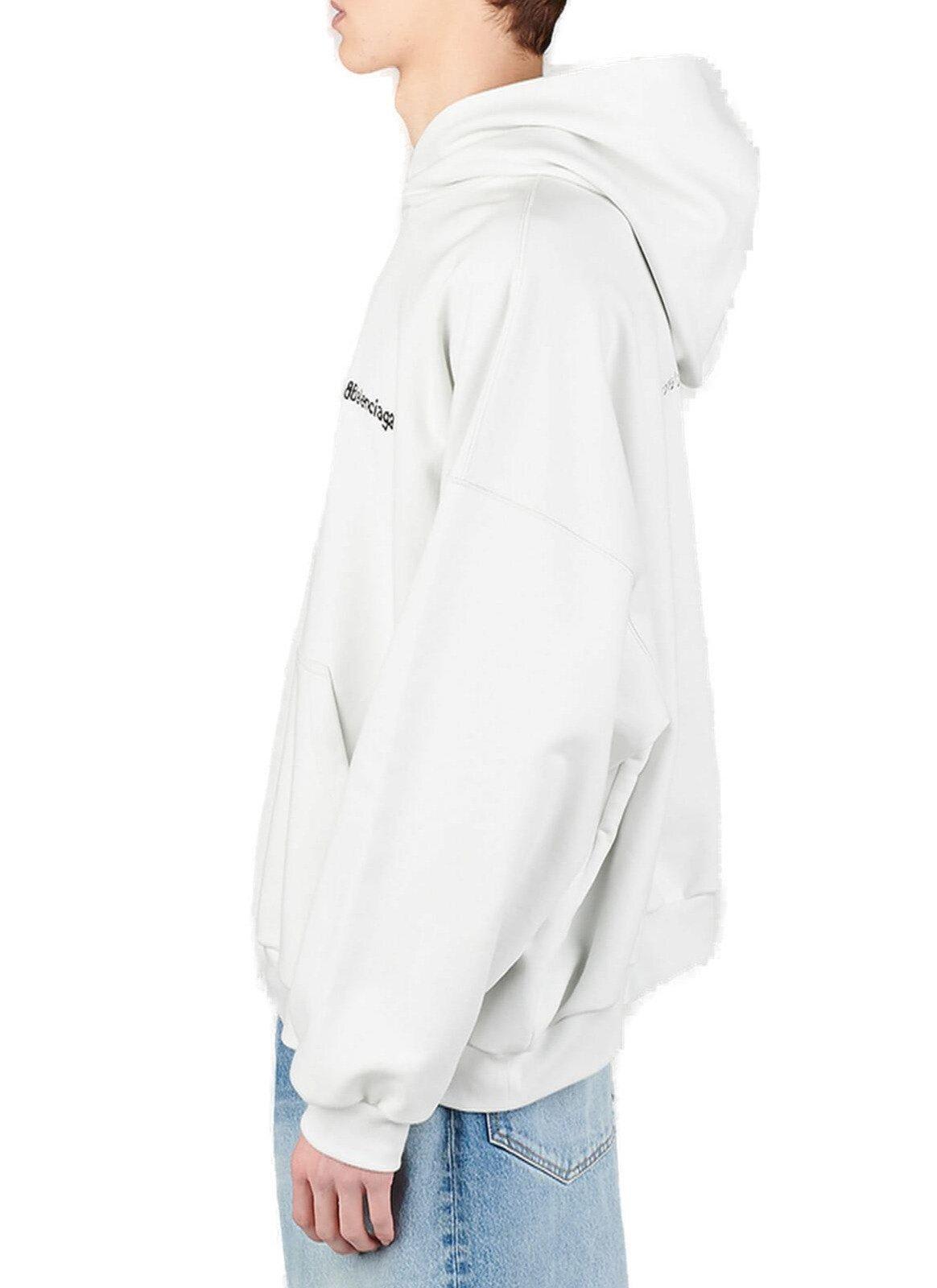 Shop Balenciaga Logo Embroidered Hoodie In White