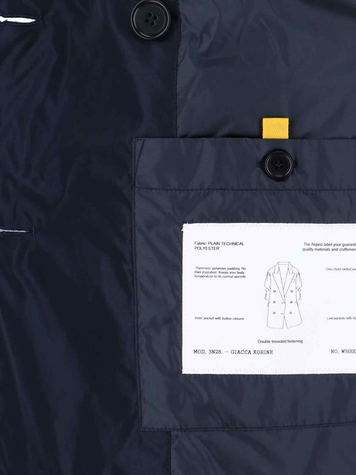 Aspesi Double-breasted Blazer Notched Lapels In Blue