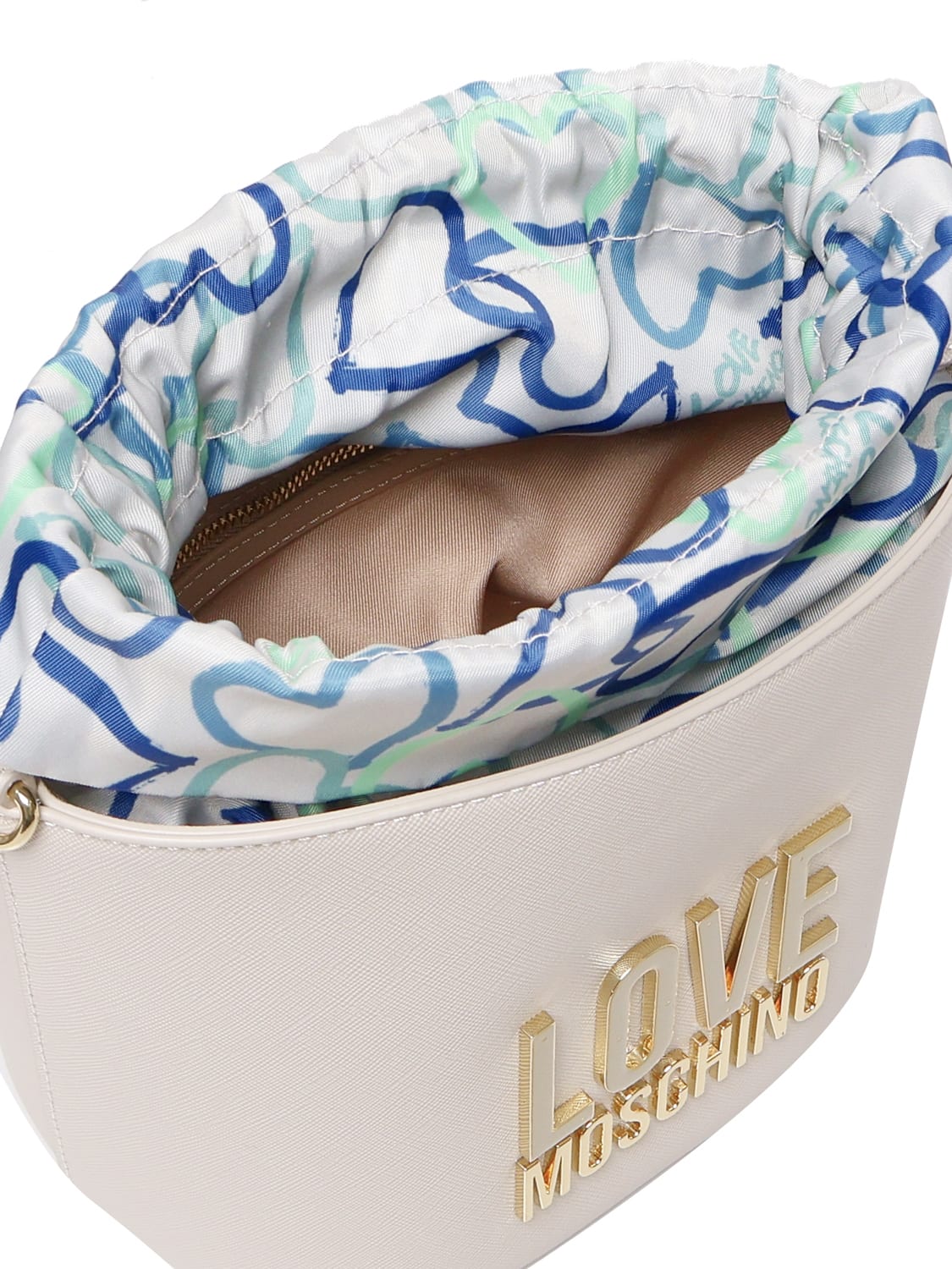 Shop Love Moschino Logo Bucket Bag In White