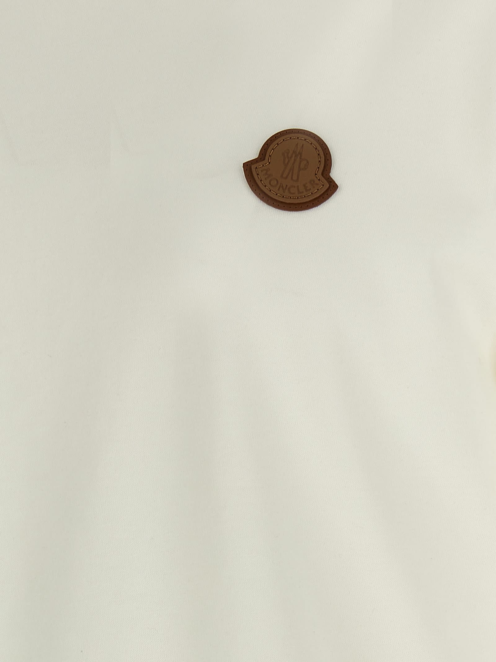 Moncler Cotton Jersey T-shirt With Contrasting Logo Patch In White