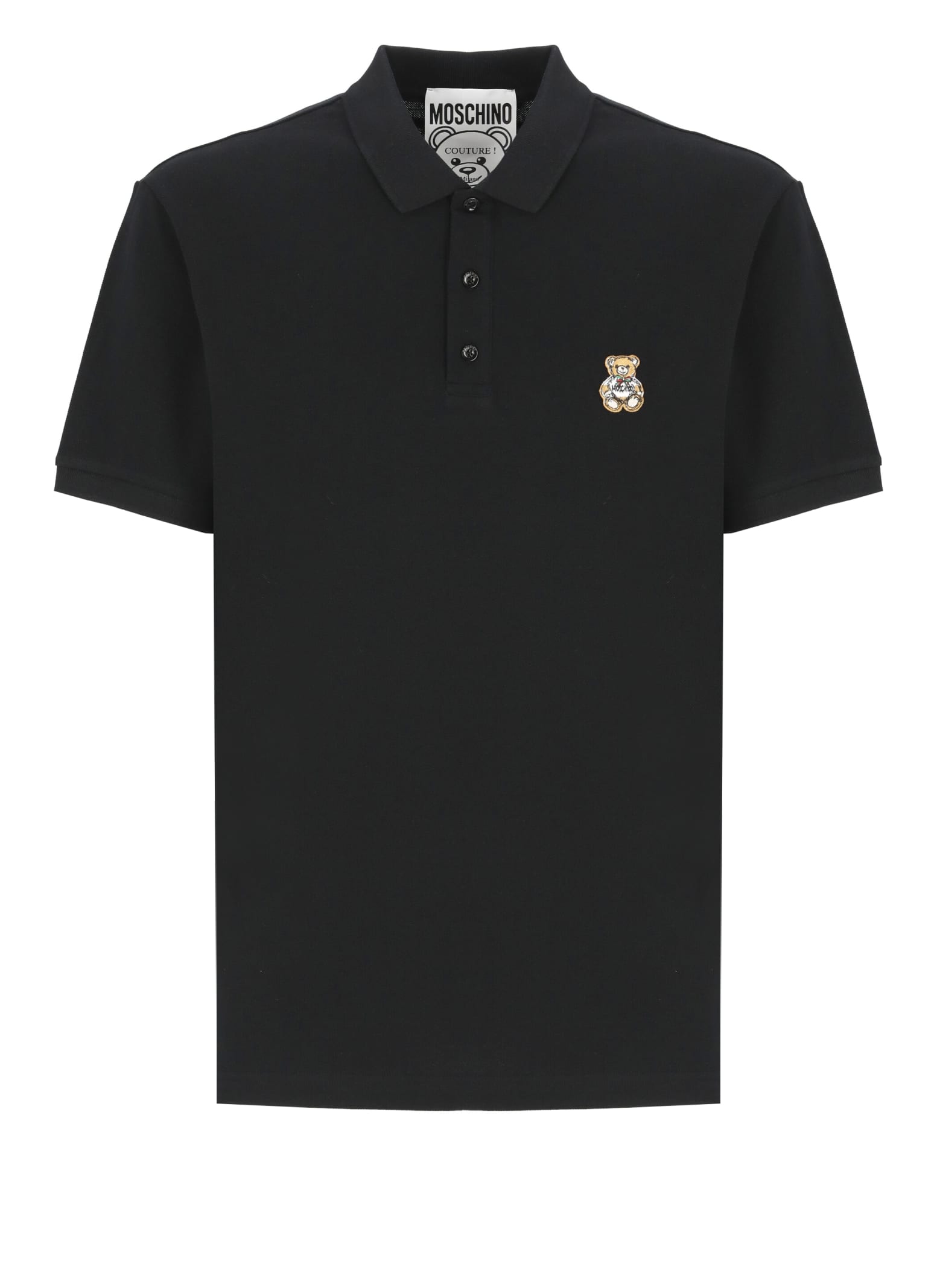 Shop Moschino Teddy Bear Polo Shirt In Black