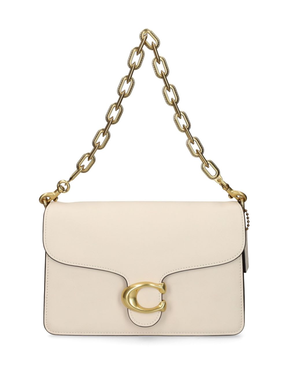 Coach Chain Tabby Chalk Leather Shoulder Bag In Neutral