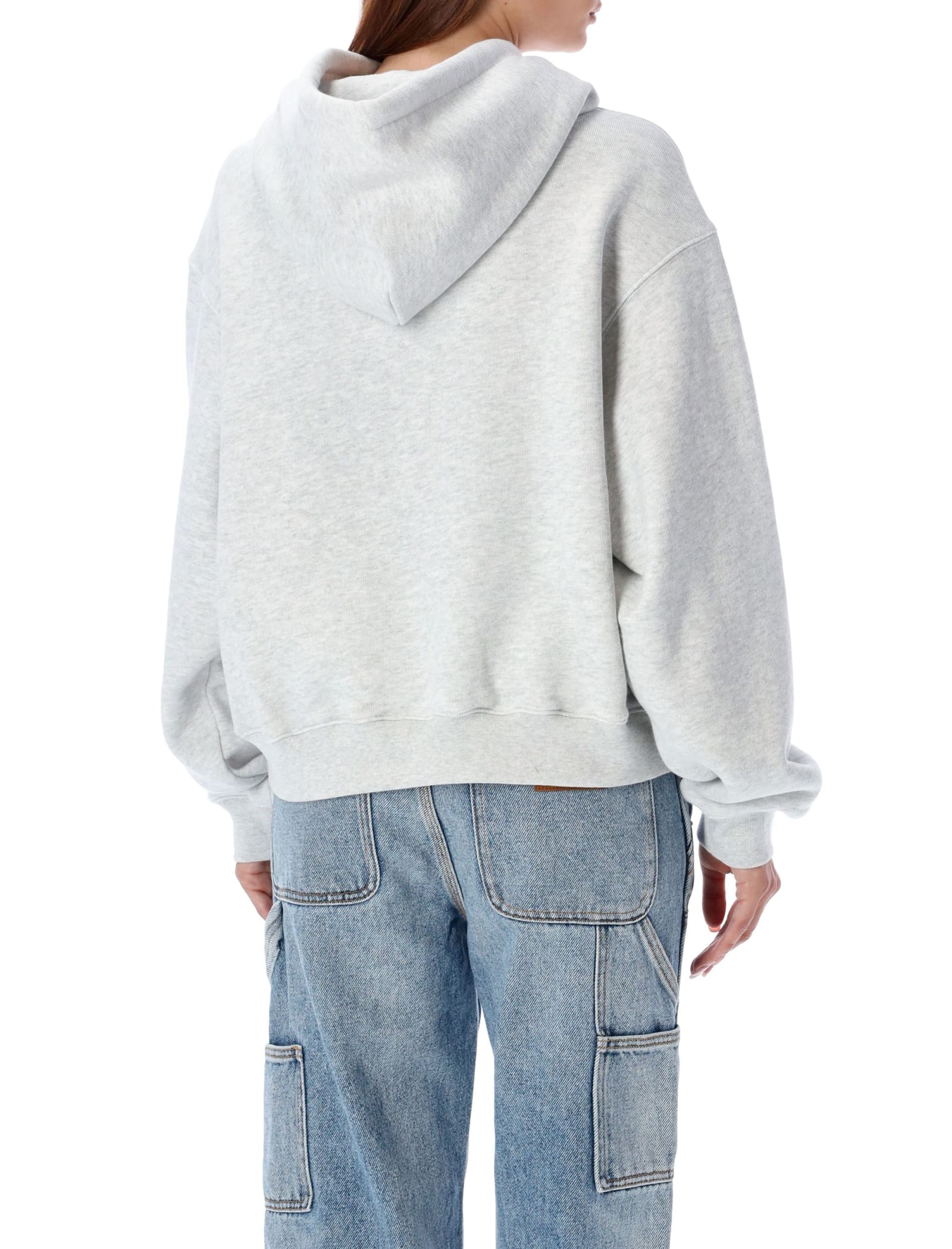 Shop Alexander Wang T Essential Hoodie Paint Logo In Grey