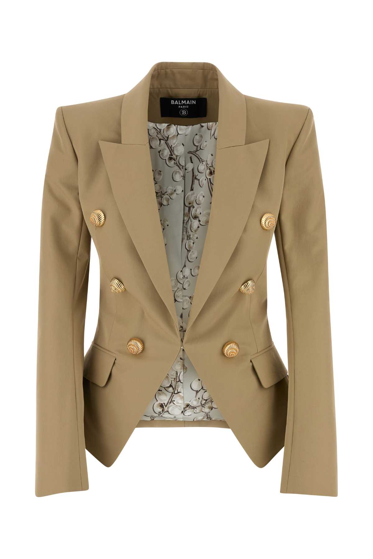 Shop Balmain Cappuccino Cotton Blazer In Beige