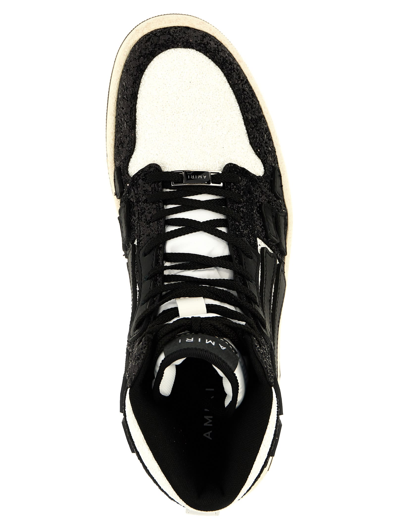 Shop Amiri Glittered Skel Sneakers In Black