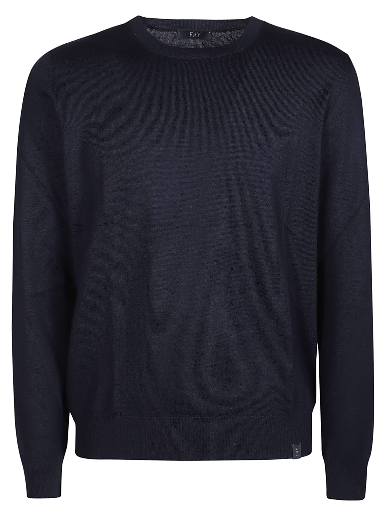 Shop Fay Round Neck Sweater In Blu Navy