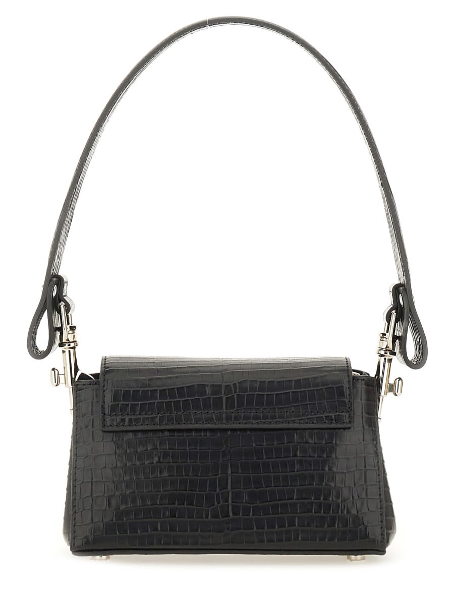 Vivienne Westwood Hazel Small Black Embossed Croc Shoulder Bag In Black