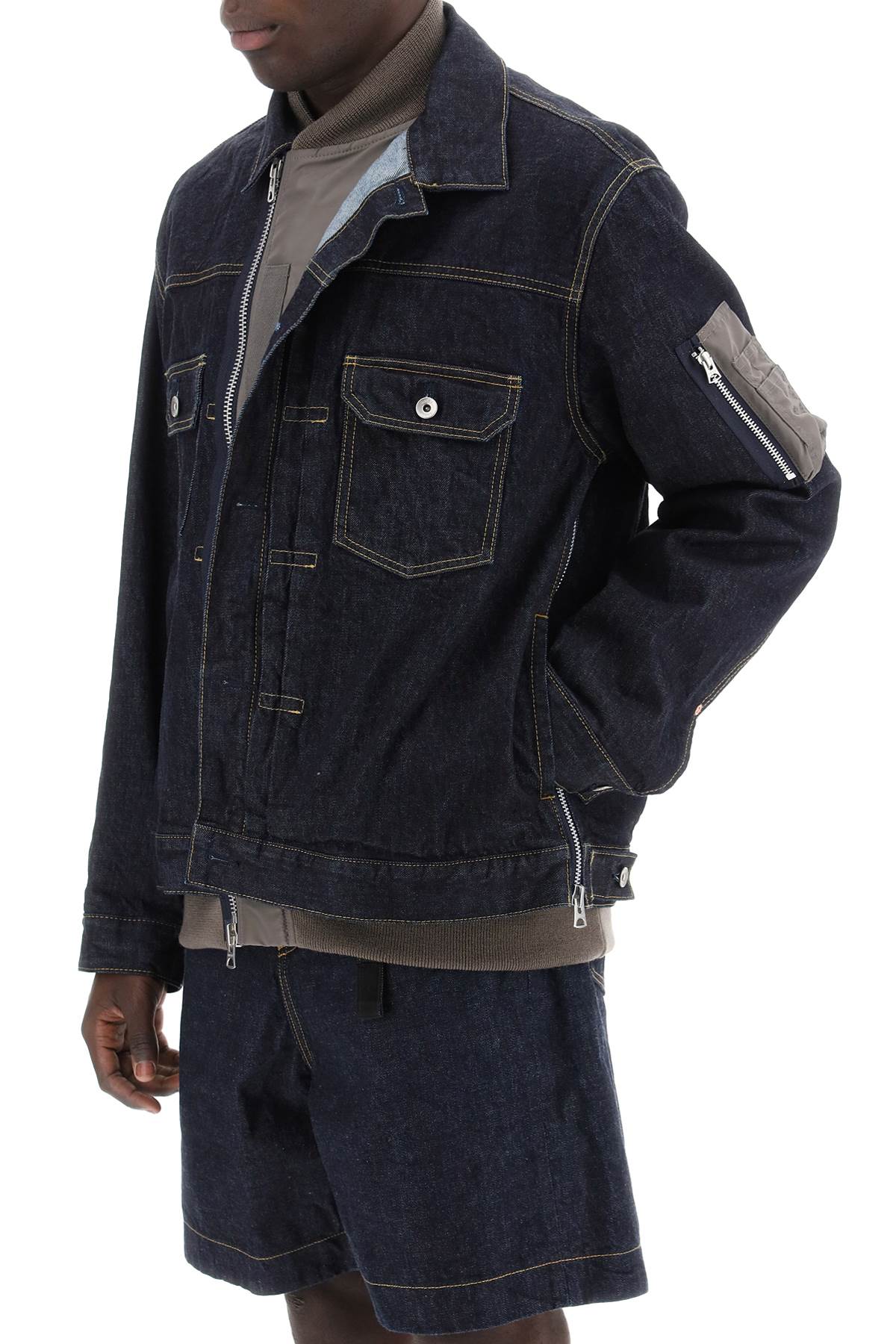 Shop Sacai Denim Blouson In Indigo (blue)