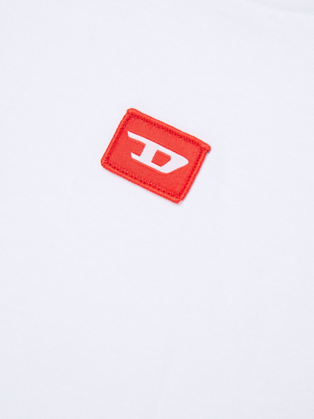 Diesel Jersey T-shirt With Red D Patch In White